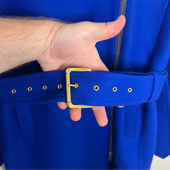 NWT J. Crew Melton Wool Coat Blue Women's Size 4P Winter Pea Topcoat Zip Front - Picture 4 of 10